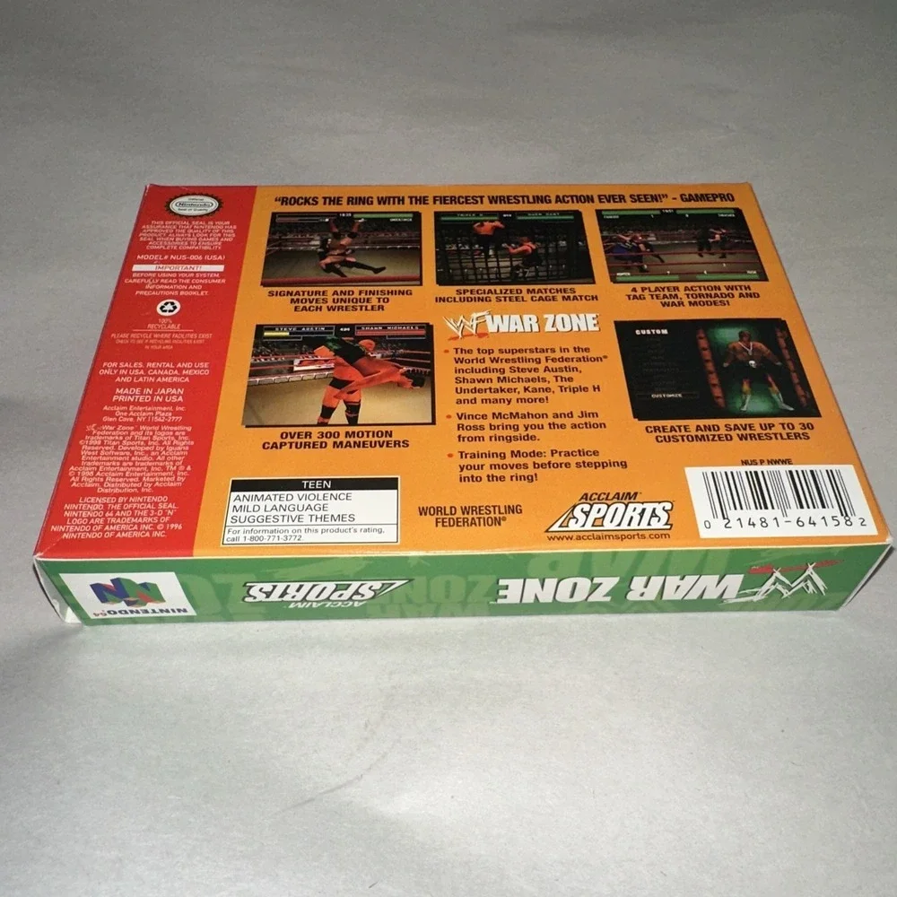 WWF War Zone (N64 Nintendo 64 1998) Complete in Box CIB Wrestling Game Vintage